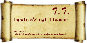 Tapolcsányi Tivadar névjegykártya