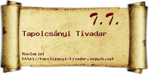 Tapolcsányi Tivadar névjegykártya