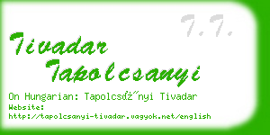 tivadar tapolcsanyi business card